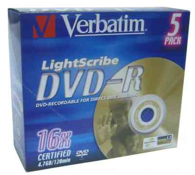 Verbatim Dvd-r 47gb 16x Lightscribe 5uds  Lpi